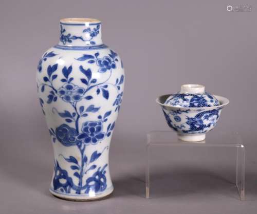 Chinese Kangxi Blue & White Porcelain Vase 19C Cup