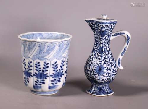 2 Chinese Kangxi Blue & White Porcelains