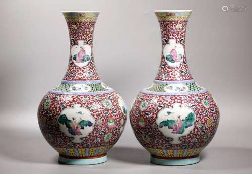 Mirror Pr Chinese 19 C Enameled Porcelain Vases