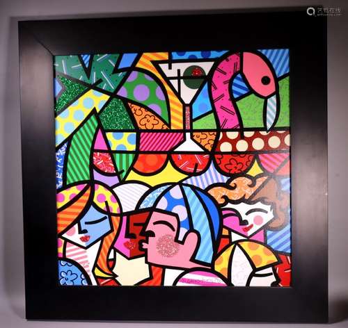 Romero Britto Print; New Cafe Miami Signed AP