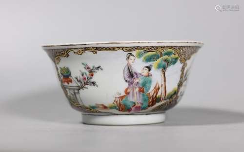 Chinese 18 C Famille Rose Erotic Porcelain Bowl