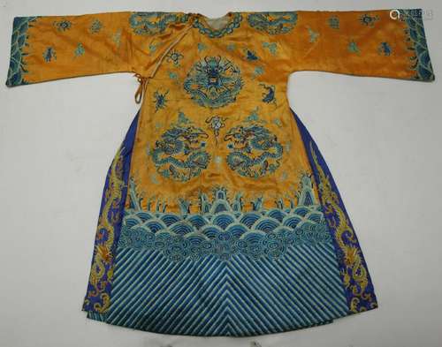 Chinese Antique Peking Opera Satin Dragon Robe