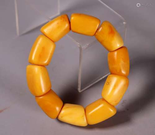 Butterscotch Amber 10 Bead Bracelet; 55.5G