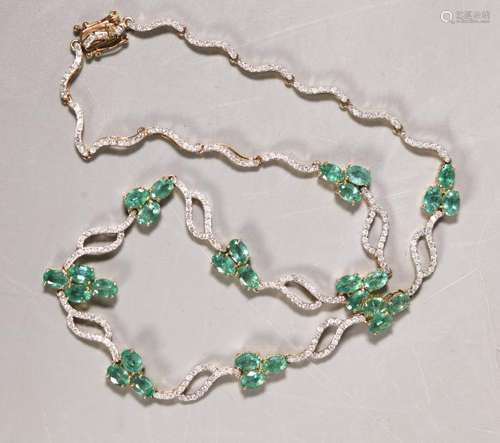 AIG Certified; Emerald & Diamond Necklace