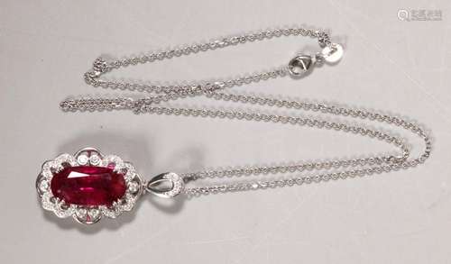 GIA & AIG; 8.9ct Tourmaline Rubellite Pendant