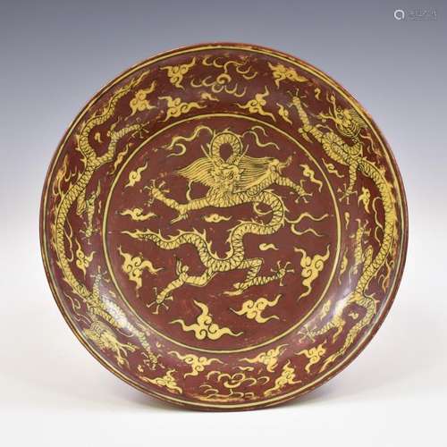 MING JIAJING SANCAI DRAGON PLATE