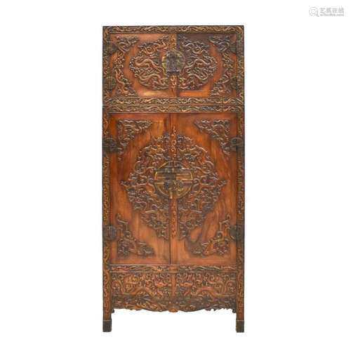 HUANGHUALI PIXIU RELIEFS DOUBLE DOOR CABINET