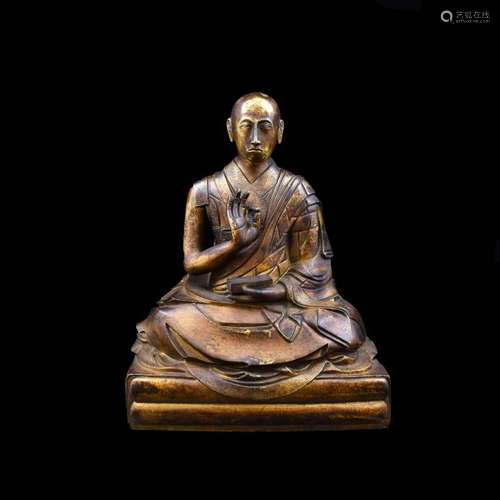 QING GILT BRONZE BUDDHA TEACHER YESHE DORJE