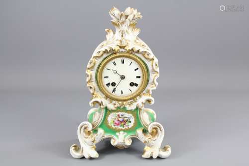 A 19th Century French Gilt Porcelain Mantel Clock