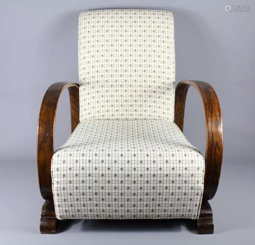 A Retro Bentwood Conservatory Arm Chair, with floral embroidery