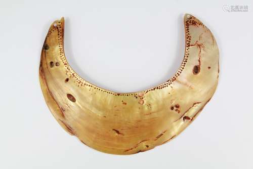 An Antique Wahgi Valley Papua New Guinea Highlands Kina Shell Collar; original given as a gift from the tribe