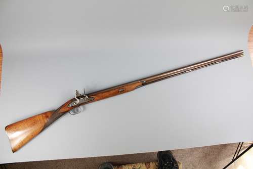 A Single Barrel Flintlock Fowling Piece, circa 1810, fruit wood stock, Birmingham proof marks, barrel approx