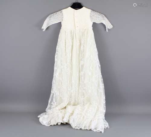 A Late 19th Century Exquisitely Made Lace Christening Gown, of long length