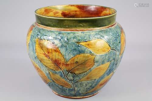 A Royal Doulton Vase, painted with Autumnal leaves, nr 2109, approx 16 cms h