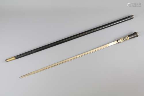 An Ebonised Horn Handled Sword Stick, with lion-head finial