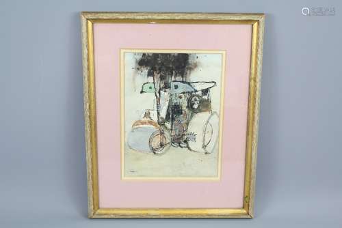 Frederico Moroni (1914-2000) - Pen and Wash entitled 'Steam Roller III', signed lower left and dated 1955, exhibition labels to verso for Leicester Galleries purchaser K