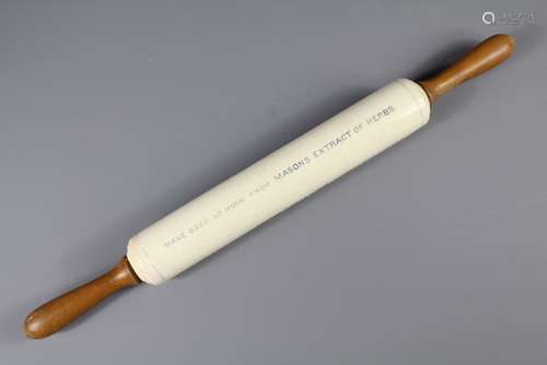 Vintage Porcelain Rolling Pin: the pin depicting the words 