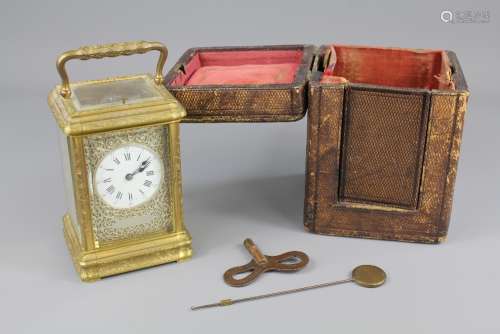 An English Gilt Brass Carriage Clock