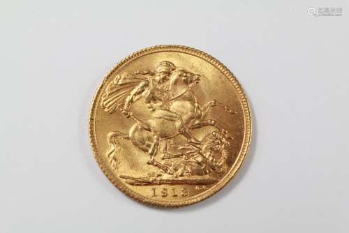 A George V Solid Gold Full Sovereign dated 1913