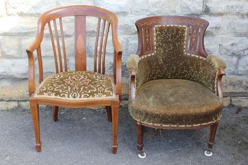 Two Edwardian Inlaid Chairs