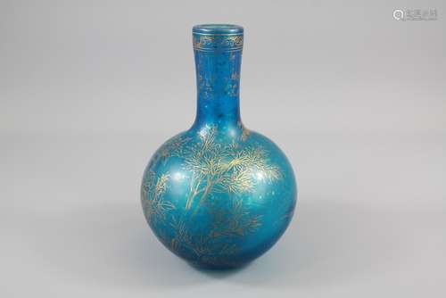 Blue Chinese Glass Vase