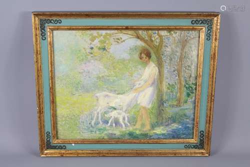 Early 20th Century Oil on Canvas, depicting a 'Goat Herder', in the impressionist style, signed lower right B