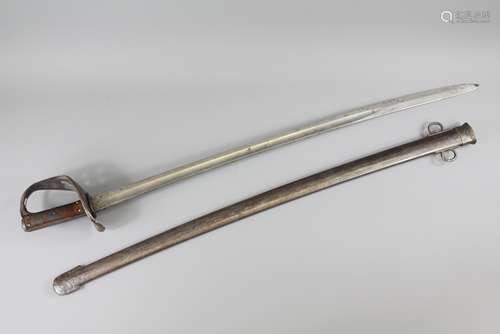 A Fine 1885 Pattern Cavalry Troopers Sword, steel knuckle-bow, diced leather grip, complete with steel scabbard, two suspension rings