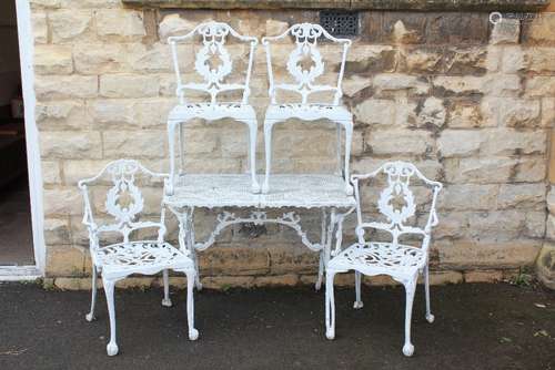 Antique Cast Iron White Painted Garden Suite