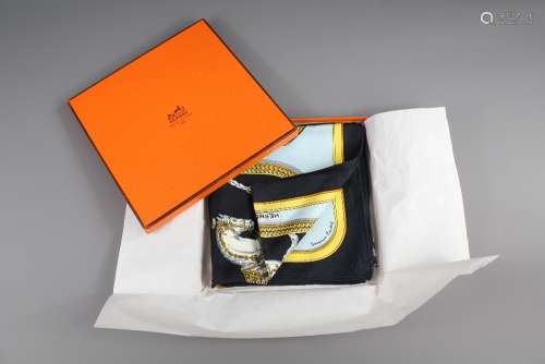 A Boxed Hermes Lady's Silk Scarf, 'Grand Aparat' pattern