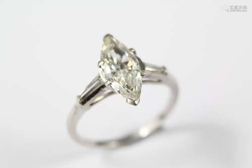 A Lady's Marquise-Cut Solitaire Diamond Ring