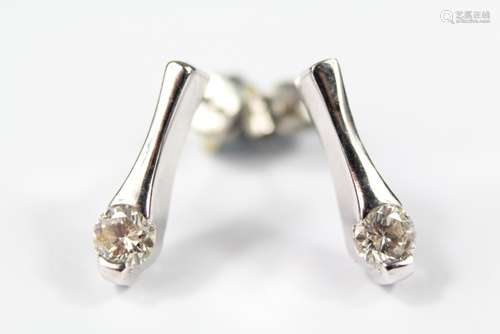 A Pair of White Gold and Diamond Drop Earrings