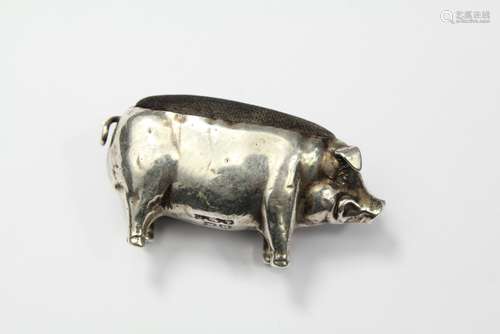 A Silver Piglet Pin Cushion, Birmingham hallmark, dated 1905, mm HM