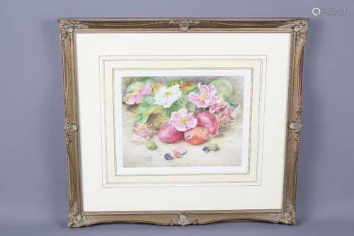 Filippa Whitford Still Life : Water-colour painting depicting 'Honeysuckle and Fruit', approx 22 x 17 cms, signed lower left, glazed and framed