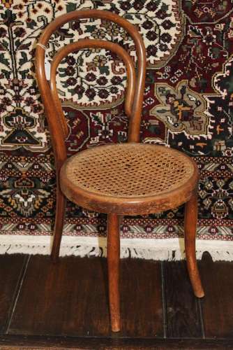 Antique Child's Bentwood Chair, with rush seating, approx 67 cms h