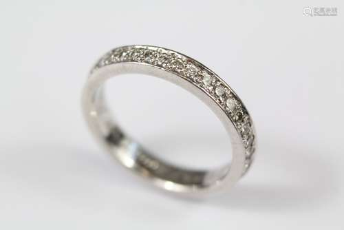 A Bespoke Platinum Diamond Full Eternity Ring, set with approx 75 pts of dias, size M, approx 6 gms, engraved