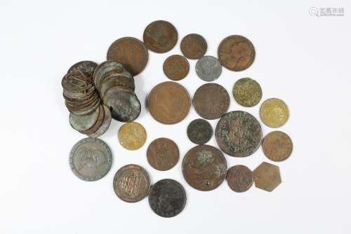 A Quantity of Antique Coins and Tokens, including a J