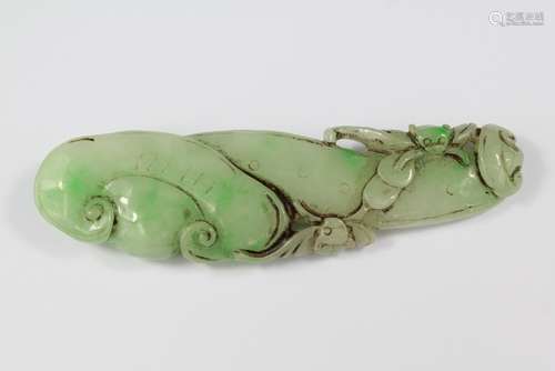 A Chinese Carved Green Jade Pendant