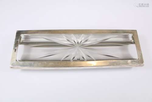 A Silver and Cut-Glass Pen Tray