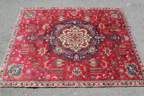 An Old Tabriz Red/Blue Carpet (nr 97)