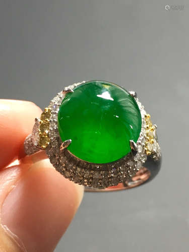 AN ICY ZHENGYANG GREEN JADEIET RING