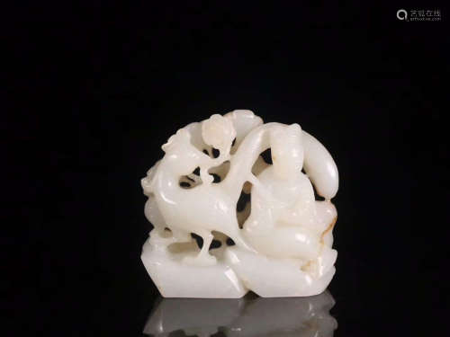 A HETIAN JADE ORNAMENT OF STORY CARVING