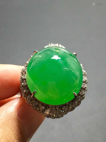 AN ICY ZHENGYANG GREEN JADEIET RING