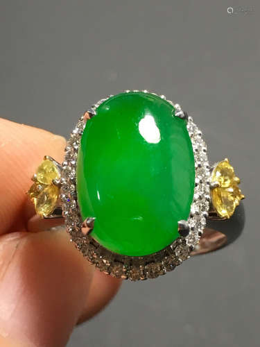 AN ICY ZHENGYANG GREEN JADEIET RING