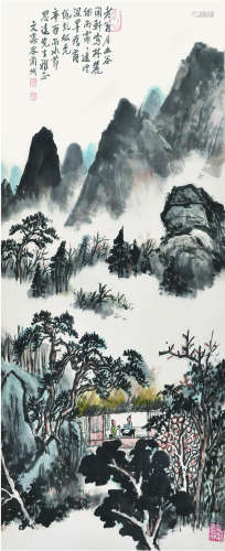 尧文藻 （1896-1896） 山水 设色纸本 立轴