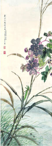 孔寿彭 (1909-1973) 花鸟 设色纸本 立轴