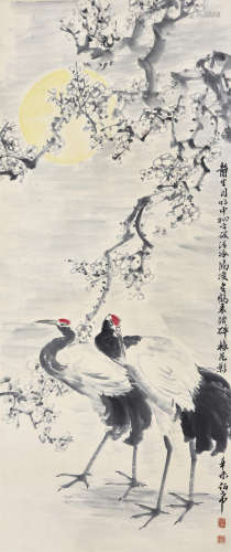 陈伯希 （1922-2016） 双鹤 设色纸本 立轴