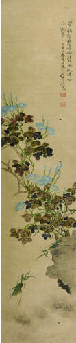 翁小海 （1790-1849） 花虫轴 设色纸本 立轴