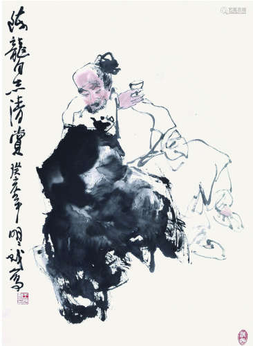 王明明 (b.1952) 醉石图 设色纸本 立轴