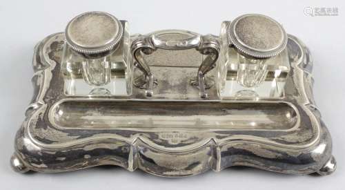 A late Victorian silver inkstand,