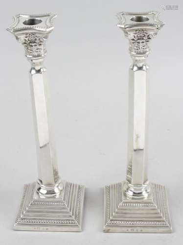 A pair of 1930's silver candlesticks,